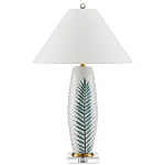 Настольная лампа овальная с тропическим принтом Stylized Aalm Leaves Motif варинант исполнения - 4 | Loft Concept в Ростове-на-Дону