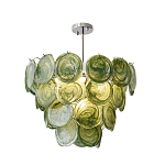 Люстра из зеленых стеклянных дисков с перламутровым эффектом Green Glowing Glaze варинант исполнения - 8 | Loft Concept в Ростове-на-Дону