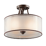 Потолочный светильник с двойным цилиндрическим плафоном из белого стекла и прозрачной органзы Kichler варинант исполнения - 1 | Loft Concept в Ростове-на-Дону