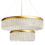 Люстра двухъярусная с золотого цвета и прозрачными подвесками Pettico варинант исполнения - 1 | Loft Concept в Ростове-на-Дону