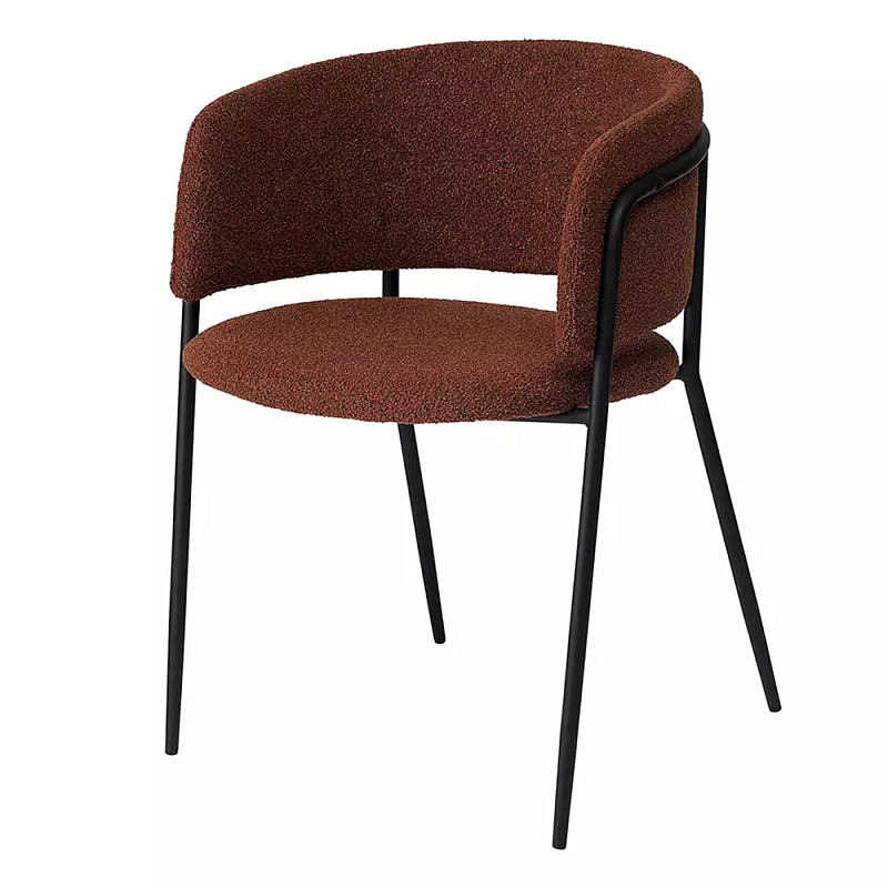 Стул полукруглый мягкий с буклированной обивкой Chair with Boucle Upholstery Черный Терракотовый в Ростове-на-Дону | Loft Concept 