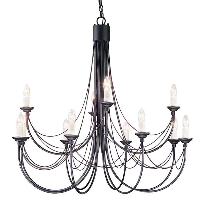 Люстра черного цвета ручной работы с канделябрами и переплетенной проволочной драпировкой Elstead Lighting Черный Белый в Ростове-на-Дону | Loft Concept 