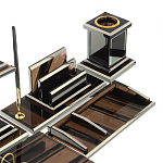 Настольный письменный набор с часами из природного камня обсидиана Team leader варинант исполнения - 4 | Loft Concept в Ростове-на-Дону