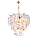 Люстра круглая многоярусная с прозрачными подвесками из стекла Hexagon Tube Light варинант исполнения - 3 | Loft Concept в Ростове-на-Дону