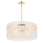 Люстра подвесная круглая с прозрачными рельефными стеклянными вставками и золотым основанием Textured Glass Chandelier варинант исполнения - 2 | Loft Concept в Ростове-на-Дону