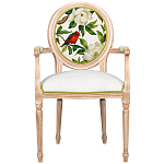 Стул с подлокотниками золотистый из бука с изображением птиц и цветов Blooming Red Birds варинант исполнения - 1 | Loft Concept в Ростове-на-Дону