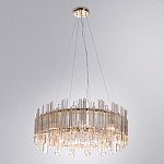 Люстра подвесная круглая с прозрачными хрустальными трубками и золотистым каркасом Диаметр 60 см Hexagon Tube Light варинант исполнения - 2 | Loft Concept в Ростове-на-Дону