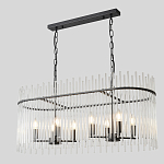 Люстра подвесная овальная со стеклянными прозрачными трубками и металлическим каркасом черного цвета Nembus варинант исполнения - 3 | Loft Concept в Ростове-на-Дону