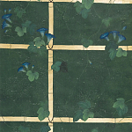 Обои ручная роспись Morning Glory Original colourway on Edo Green painted Xuan paper варинант исполнения - 1 | Loft Concept в Ростове-на-Дону