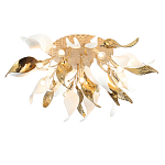 Люстра потолочная с декоративными белыми и золотистыми листьями Wintery flovers варинант исполнения - 3 | Loft Concept в Ростове-на-Дону