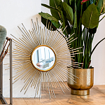 Зеркало-солнце круглое в раме из металла с золотыми с лучами Rays of Peace варинант исполнения - 3 | Loft Concept в Ростове-на-Дону