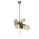 Люстра подвесная со стеклянными плафонами из дымчатого и золотистого с тремя вертикальными подвесками Gilded Mirage  варинант исполнения - 2 | Loft Concept в Ростове-на-Дону