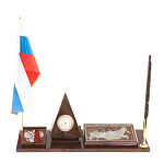 Настольный письменный набор с часами в виде пирамиды из природного камня обсидиана Pyramid of Time варинант исполнения - 1 | Loft Concept в Ростове-на-Дону