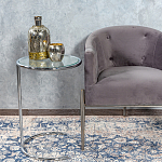 Приставной столик на серебристом основании с столешницей из стекла Noir варинант исполнения - 4 | Loft Concept в Ростове-на-Дону