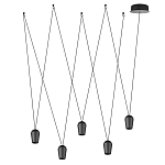 Подвесной светильник черными плафонами на длинных пересекающихся тросах Construction варинант исполнения - 2 | Loft Concept в Ростове-на-Дону