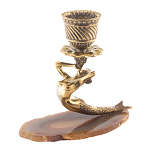 Подсвечник бронзовый из натурального камня агат Stone Candlestick варинант исполнения - 1 | Loft Concept в Ростове-на-Дону