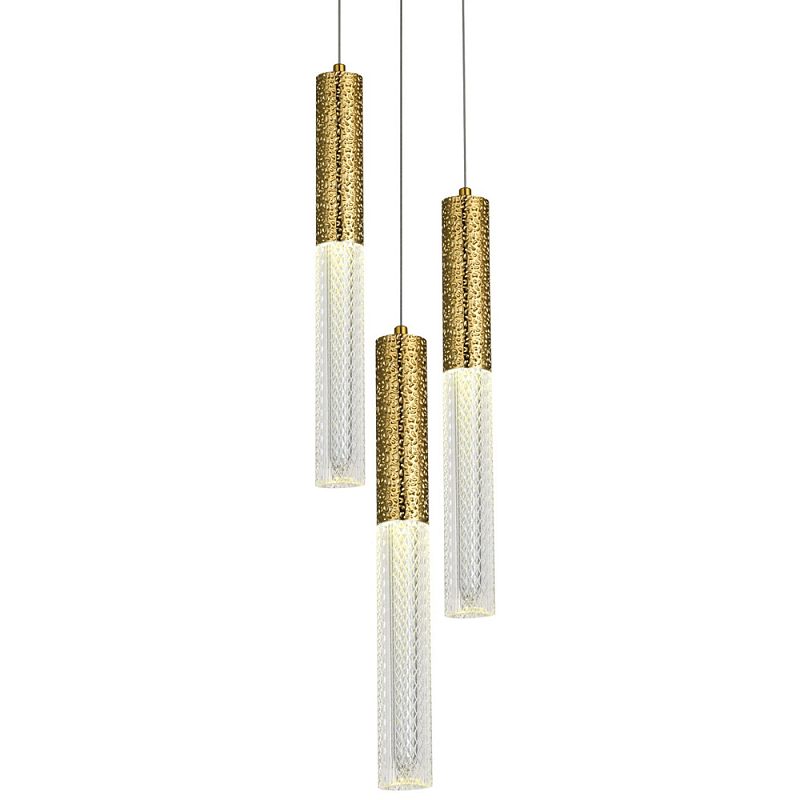    Dew Drops Tube Brass Trio Hanging Lamp    -- | Loft Concept 