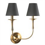 Бра с металлическим основанием бронзового цвета и 2-мя черными конусовидными абажурами Dignity варинант исполнения - 1 | Loft Concept в Ростове-на-Дону