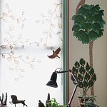 Обои с вышивкой ручной работы Mughal Trees Original colourway on linen варинант исполнения - 3 | Loft Concept в Ростове-на-Дону