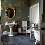 Обои ручная роспись Bamboo Golden on Blue grey dyed silk варинант исполнения - 1 | Loft Concept в Ростове-на-Дону