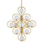 Люстра с закругленным каркасом золотого цвета и белыми плафонами Round Curl варинант исполнения - 2 | Loft Concept в Ростове-на-Дону