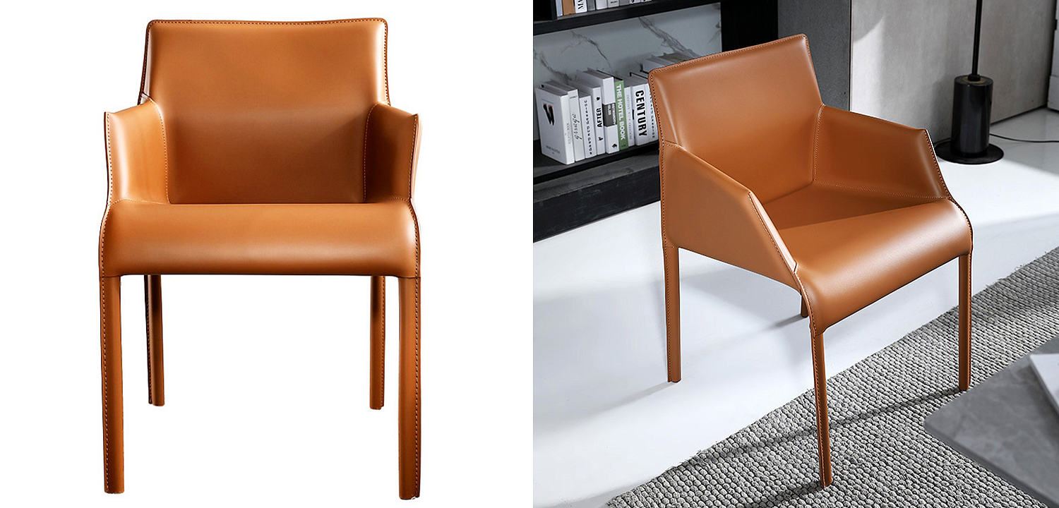 Стул с подлокотниками и кожаной обивкой Malcolm Chair Orange Оранжевый Стул с подлокотниками и кожаной обивкой Malcolm Chair Orange Оранжевый - Loft-Concept в Ростове-на-Дону