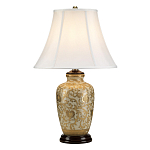 Настольная лампа с фарфоровым основанием с декоративным орнаментом и белым абажуром на темной круглой подставке Elstead Lighting варинант исполнения - 6 | Loft Concept в Ростове-на-Дону