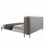 Кровать двуспальная серая с мягким изголовьем из экокожи и ткани Modern Look варинант исполнения - 4 | Loft Concept в Ростове-на-Дону