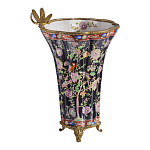 Ваза из фарфора черная с цветочной росписью и бронзовой стрекозой Spring Garden варинант исполнения - 3 | Loft Concept в Ростове-на-Дону