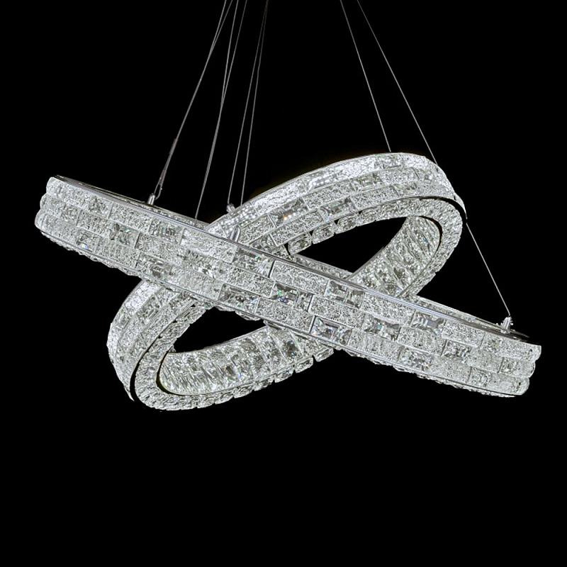 Люстра на 2 кольца с текстурной огранкой Reflection of Reality Хром Прозрачный в Ростове-на-Дону | Loft Concept 