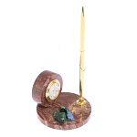 Часы настольные с шариковой металлической ручкой из натурального камня Stone Clock варинант исполнения - 5 | Loft Concept в Ростове-на-Дону