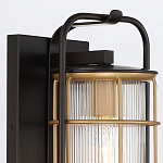 Настенный фонарь цилиндрической формы с рифленым стеклом в золотом каркасе на черном прямоугольном основании Eurofase варинант исполнения - 5 | Loft Concept в Ростове-на-Дону