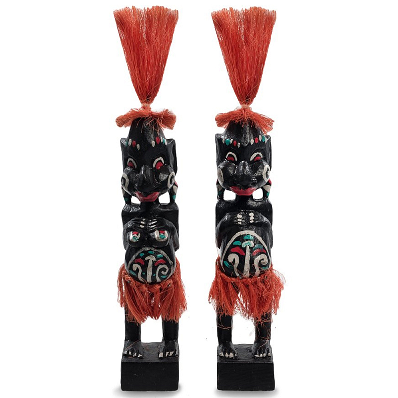   2-   Asmat Red Straw Headdress Statuettes    ̆  -- | Loft Concept 