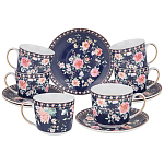 Чайный сервиз из фарфора синий на 6 персон 14 предметов Flower Porcelain Collection варинант исполнения - 1 | Loft Concept в Ростове-на-Дону