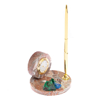 Часы настольные с шариковой металлической ручкой из натурального камня Stone Clock варинант исполнения - 8 | Loft Concept в Ростове-на-Дону