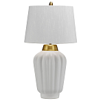 Настольная лампа с белым конусным абажуром и ребристым керамическим основанием Quintiesse варинант исполнения - 1 | Loft Concept в Ростове-на-Дону