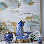 Ваза с насыщенным синим орнаментом и золотой крышкой Blue & White Ornament  варинант исполнения - 1 | Loft Concept в Ростове-на-Дону