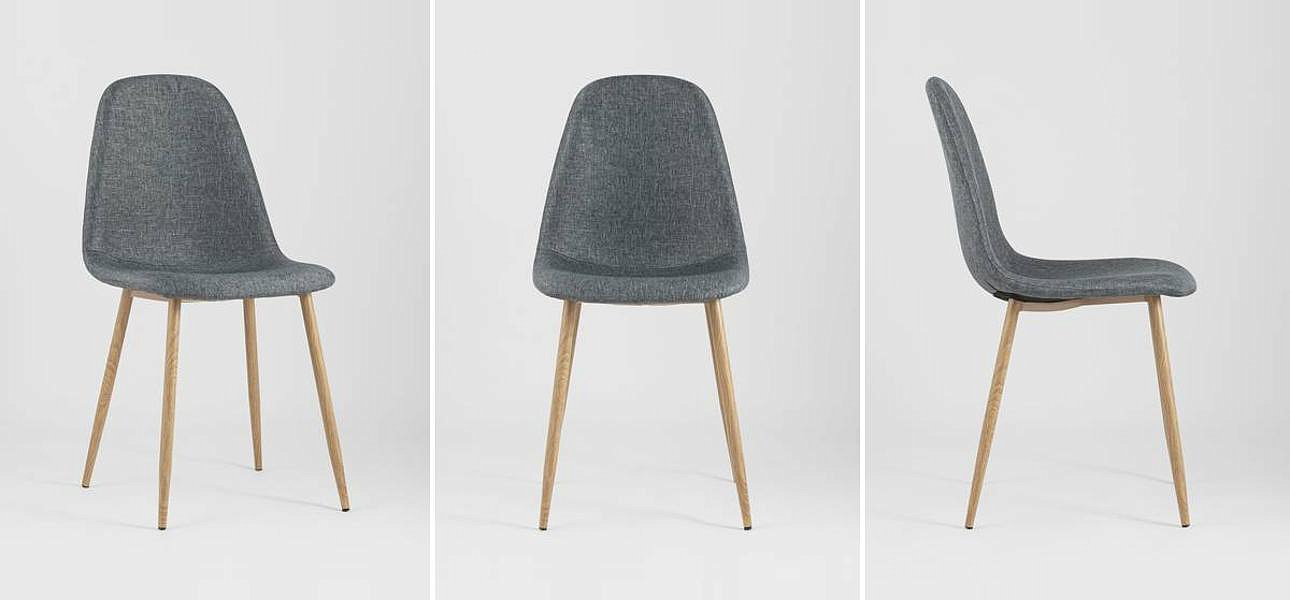 Стул Archie Chair Серая Рогожка Деревянные ножки Стул Archie Chair Серая Рогожка Деревянные ножки - Loft-Concept в Ростове-на-Дону