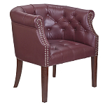 Кресло низкое из натуральной кожи на 4-х деревянных ножках из массива бука Chloe Leather Armchair vine варинант исполнения - 1 | Loft Concept в Ростове-на-Дону