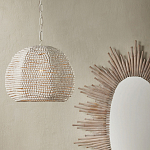 Подвесной светильник в форме купола с декором из круглых деревянных бусин White Wooden Beads Chandelier варинант исполнения - 4 | Loft Concept в Ростове-на-Дону