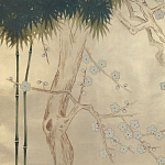 Обои ручная роспись Bamboo River Blossom Original colourway on Brushed Gold gilded paper варинант исполнения - 2 | Loft Concept в Ростове-на-Дону