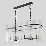 Люстра подвесная овальная со стеклянными прозрачными трубками и металлическим каркасом черного цвета Nembus варинант исполнения - 4 | Loft Concept в Ростове-на-Дону