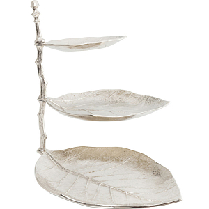 Блюдо трёхъярусное Chrome Leaves