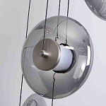 Люстра каскадная с 5-ю круглыми стеклянными плафонами дымчатого цвета и черными деталями Orbit Serenade варинант исполнения - 2 | Loft Concept в Ростове-на-Дону