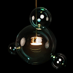 Подвесной светильник с прозрачными бирюзовыми стеклянными шарами и золотыми деталями Диаметр 43 Giopato & Coombes варинант исполнения - 6 | Loft Concept в Ростове-на-Дону