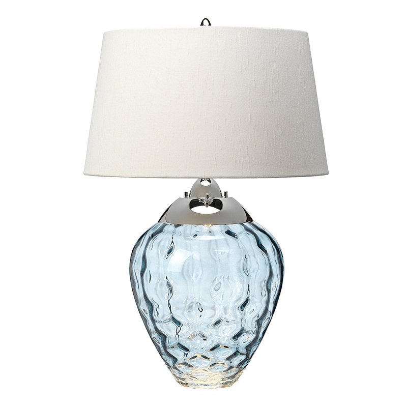 Настольная лампа со белым конусным абажуром и прозрачным голубым стеклянным основанием Quintiesse Никель Голубой Прозрачное Стекло Белый в Ростове-на-Дону | Loft Concept 