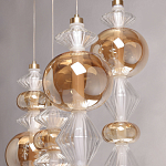 Люстра с плафонами из прозрачного и янтарного стекла в виде шаров и ромбов Gabriel Scott Luna варинант исполнения - 7 | Loft Concept в Ростове-на-Дону