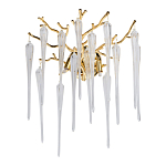 Бра золотого цвета с разветвленными ветвями и длинными прозрачными подвесками в форме стеклянных сосулек Droplet Chandelier варинант исполнения - 1 | Loft Concept в Ростове-на-Дону