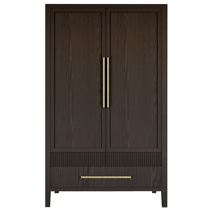 Шкаф платяной Primo с выдвижными ящиками шпон Темный орех Темный дуб Золотой в Ростове-на-Дону | Loft Concept 