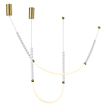 Подвесной светильник с 3-мя изогнутыми плафонами и белыми декоративными шариками PEARLS Suspension варинант исполнения - 4 | Loft Concept в Ростове-на-Дону